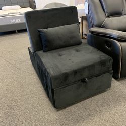  Black Velvet Sleeper Chair 