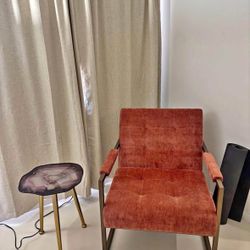 Purple Agate Top Accent Side Table Brass Legs