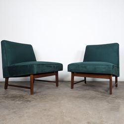 Pair Of Mid Century Slipper Chairs By Edward Wormley for Dunbar, c1950s