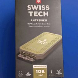 Swiss Tech 10000 mAh RUGGED PORTABLE POWER BANK / CHARGER | IP54 WEATHER PROOF