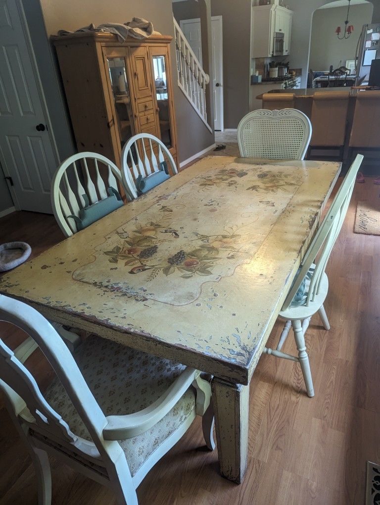 French Country Table Solid Wood, Slightly Distressed