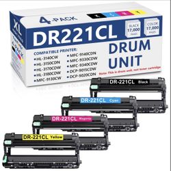 DR221 DR221CL Drum Unit Set 4 Pack Replacement For Brother DR-221CL DR-221CL-BK Drum Unit For HL-3140CW HL-3170CDW HL-3180CDW MFC-9330CDW MFC-9130CW P
