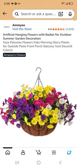 Brand New In Box Artificial Hanging Flowers with Basket for Outdoor