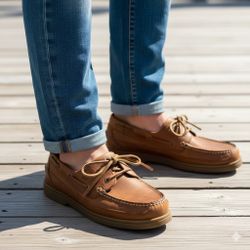 SPERRY TOP SIDER Men’s Authentic Original Leather Boat Shoes Brown Color Size 10.5M