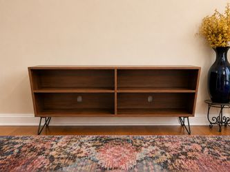 Mid-Century Modern Walnut TV Stand with Hairpin Legs