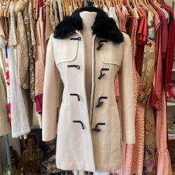 Beautiful Banana Republic Padded Lined Wool Toggle Coat With Detachable Faux fur Collar 