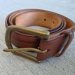 Tecovas Men’s Leather Belt Brown Size 40 Brass Buckle Handmade in Mexico