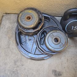  Weights   2-45 Lb 4 10-lb And Olympic Bar 