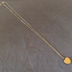 Yellow heart lava stone necklace with gold chain