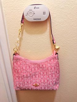Coach Pink Signature Shoulder Bag with Studs