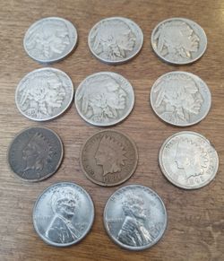 Collectable Vintage Coins Buffalo Nickels Indian Head Pennies 