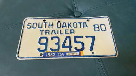 Vintage Trailer License Plate South Dakota 1980