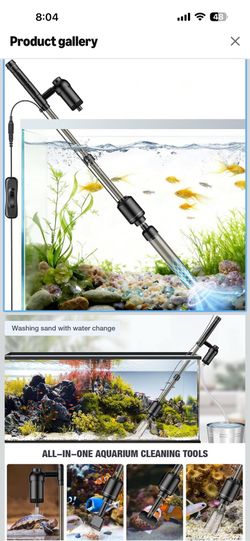 AKKEE Aquarium Vacuum Gravel Cleaner, 18W Electric Fish Tank Cleaner Vacuum, 6 in 1 Multifunctional Aquarium Cleaner for Automatic Water Change, Wash 