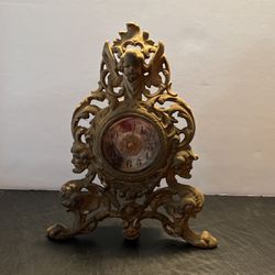 Antique Edwardian Westclox Cast Iron, Ordinate Shelf, Mantle Clock With Cherubs