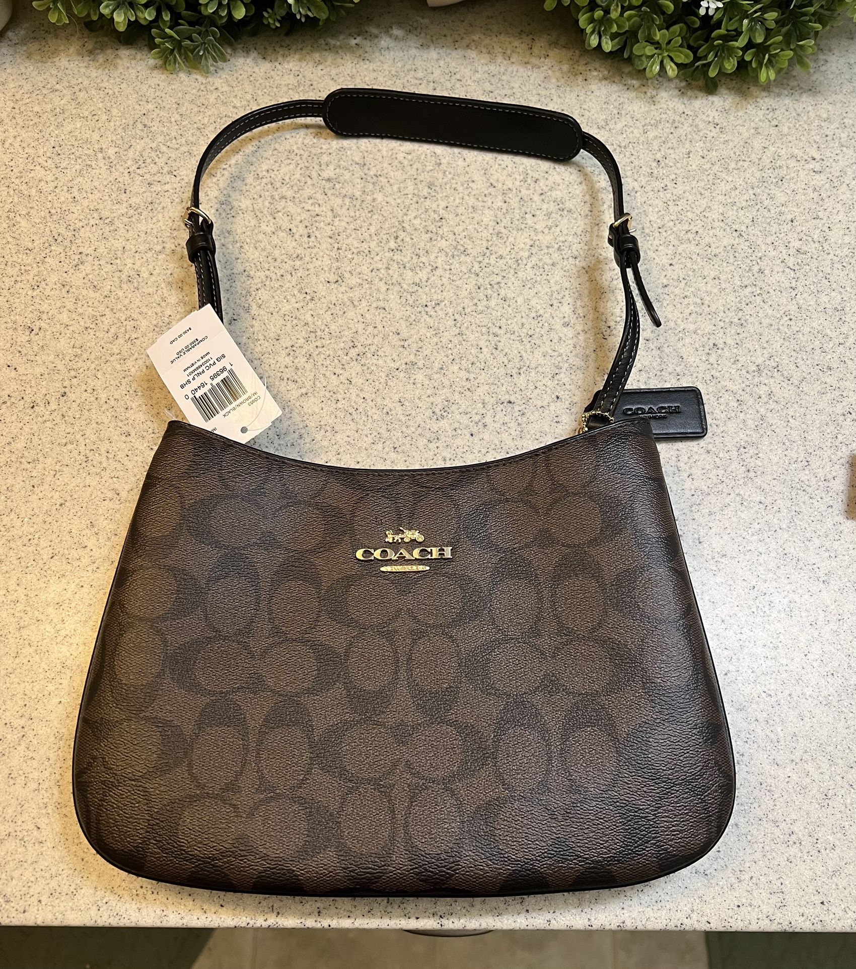 Brand New Coach Shoulder-Bag Brown Leather With Logo HAS TAG