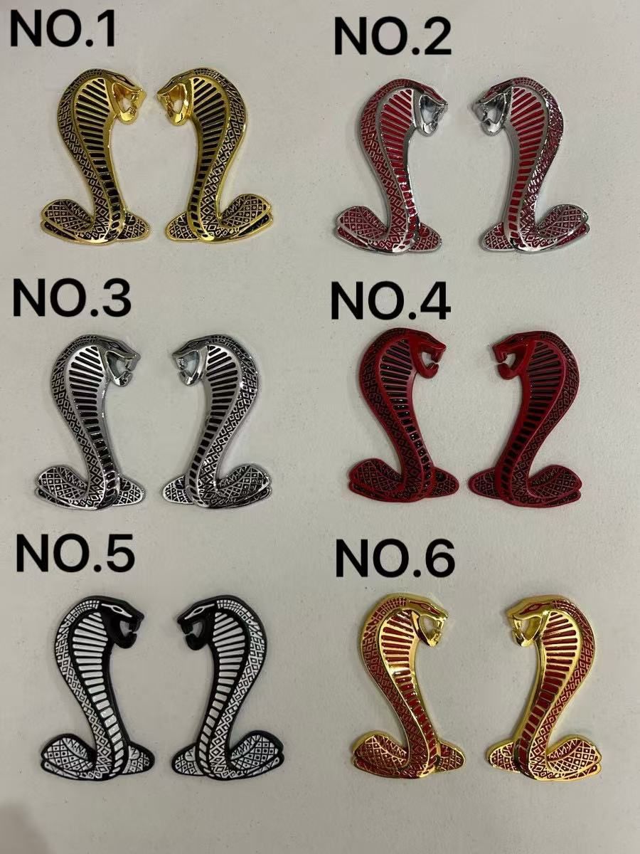 Each 15$ pair 30$ Cobra Snake Dash Fender Emblems for Ford Mustang Shelby 3.75 inch