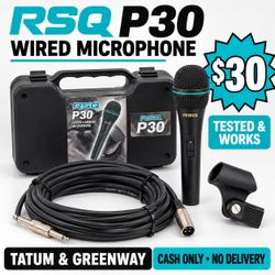 RSQ P30 Wired Dynamic Microphone with Case, 25’ Cord & Stand Adapter