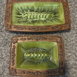 Vintage Treasure Craft Mid Century Modern Ashtray Set Of 2