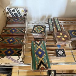  Vintage Spanish Decorative Ceramic Tiles 