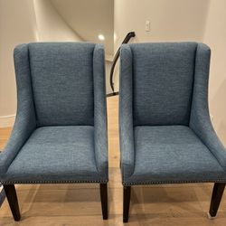 Pair of Blue Side Chairs Or Dining Arm Chair