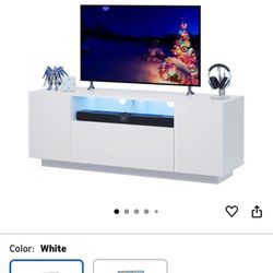 New White Tv Stand With Led Lights 