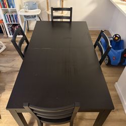 Black Wooden Table (W/ Extension) & Chairs
