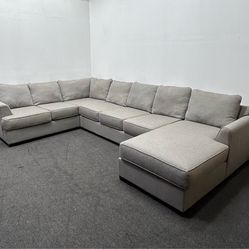 Oversized Tranquility Light Beige Extended Sectional Sofa. Made in USA. We deliver & setup.