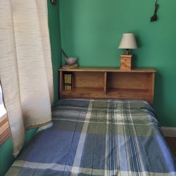 Twin Bed Wood Bookcase Headboard 