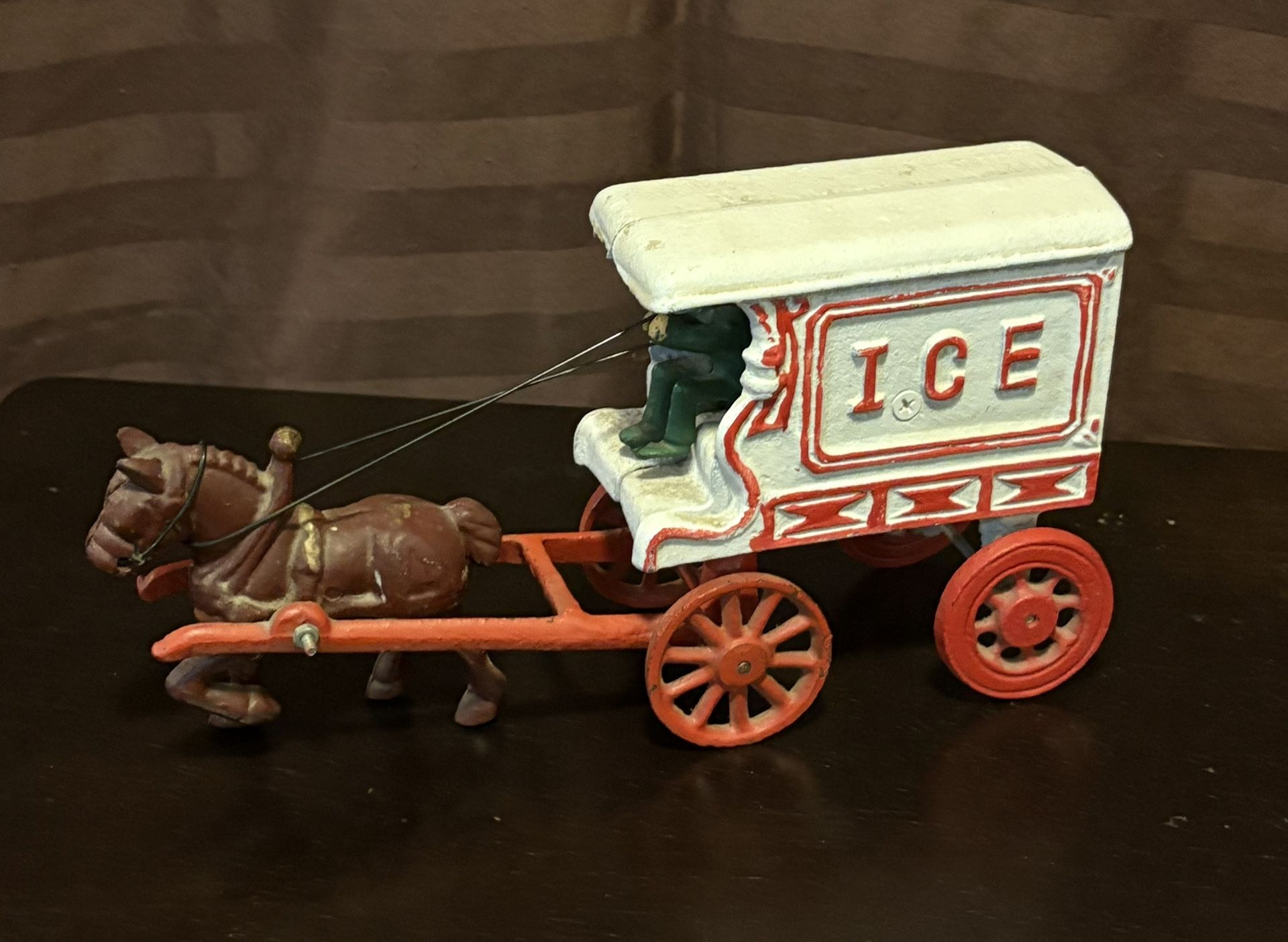 Antique Cast Iron Horse And Ice Wagon