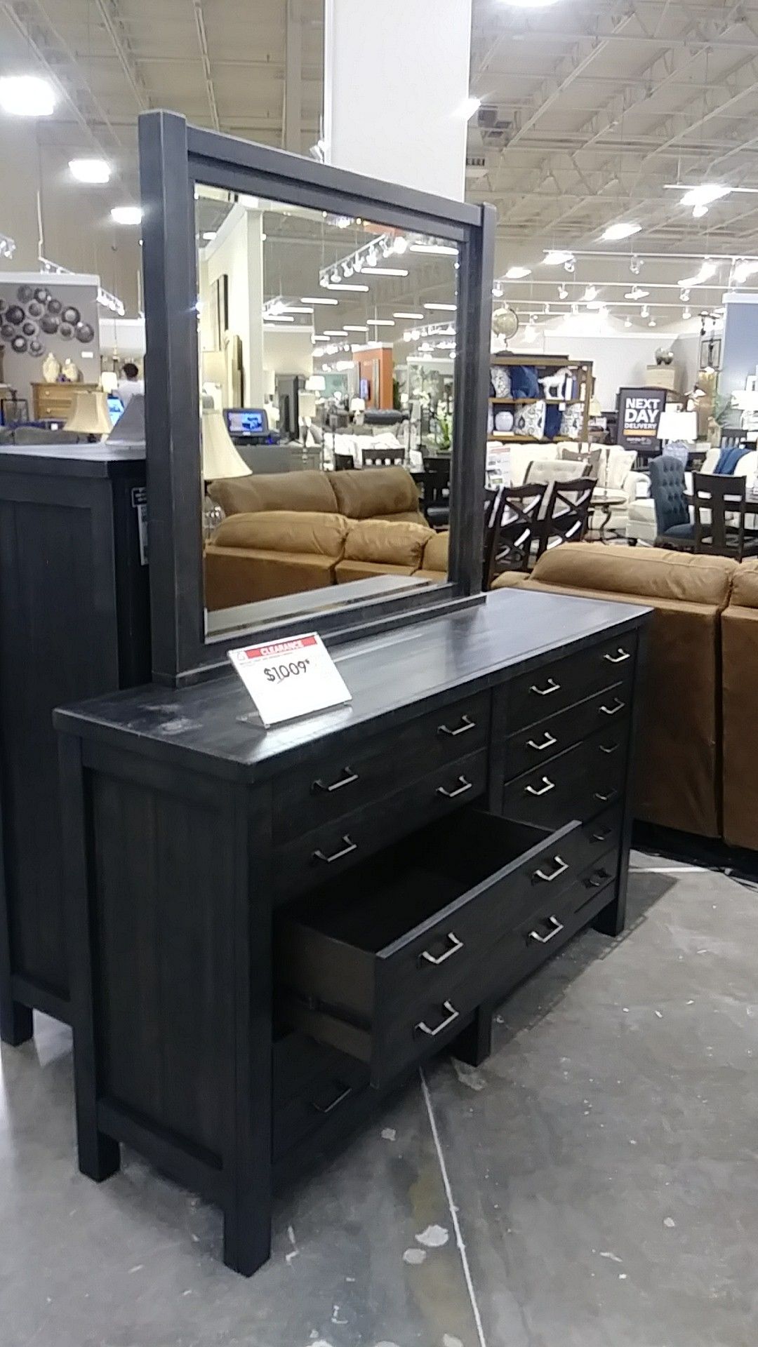 Ashley Furniture Baylow Chest/Dresser & Mirror in black (B741-36, B741-48, B741-31)