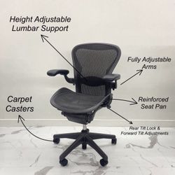 HERMAN MILLER CLASSIC AERON CHAIRS SIZE B FULLY LOADED $450 EACH DELIVERY AVAILABLE 