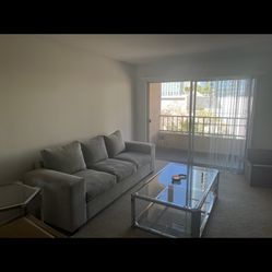 Couch And Glass Coffee Table 