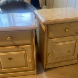 2 Night Stands With Easy Sliding Top Drawer and Storage on bottom