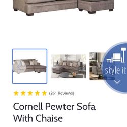 Cornell Pewter Sofa With Chaise 