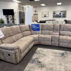 Brown Sofa Sectional Power Recliner Set 