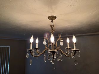 Brass and Crystal 5-Arm Candle Chandelier