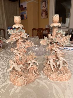 Pair Bisque Candle sticks.