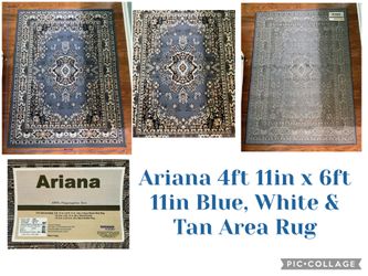 Ariana 4ft 11in x 6ft 11in Blue, White & Tan Area Rug