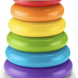 Fisher-Price Toddler Toy Giant Rock-A-Stack, 6 Stacking Rings with Roly-Poly Base for Ages 1+ Years, 14+ Inches Tall