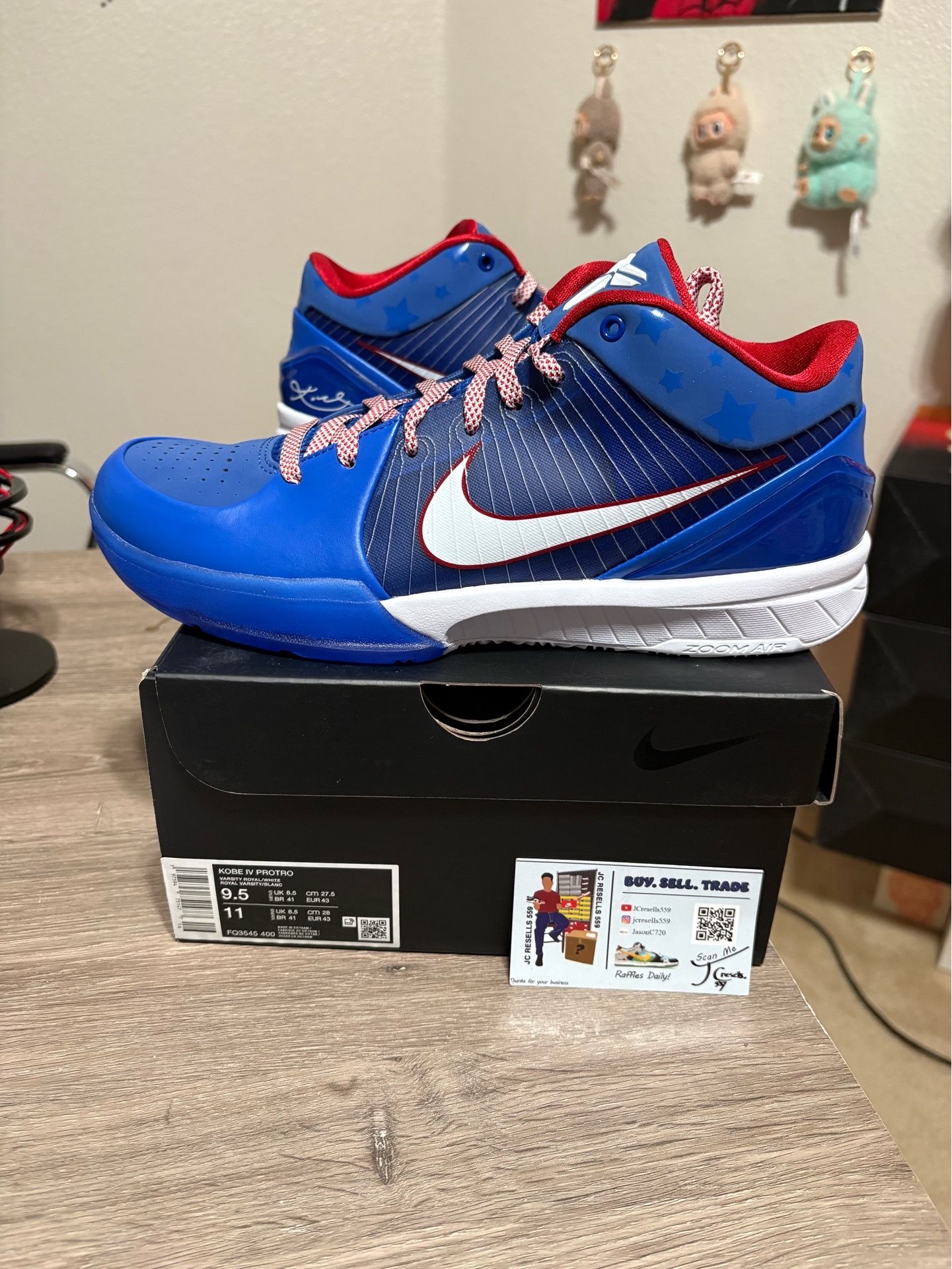 Size 9.5 - Nike Kobe 4 Protro Philly (2024) Blue Red White