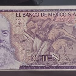 Mexican $100 Pesos Bill