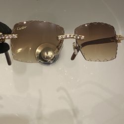Cartier Sunglasses Gold Brown Lens 