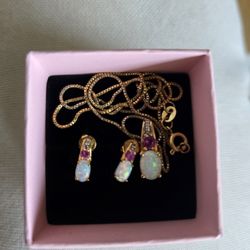 Opal Necklace And Matching Earring Set