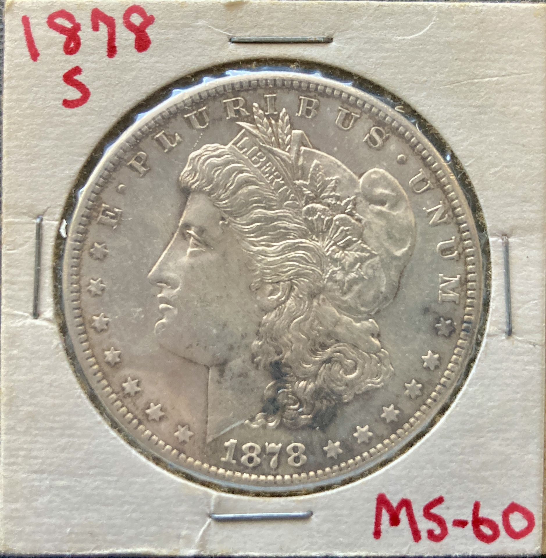1878-S Morgan Dollar US Silver Coin Uncirculated Rare Vintage Antique Toning