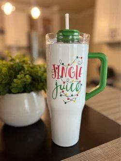 NEW Sleigh Bell Bistro "Jingle Juice" Insulated Stainless Tumbler-40 Ounces