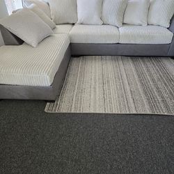 New Plush White And Gray Sectional