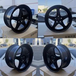 18" Avid1 AV-42 Style 18 Inch 5X114.3 Black Rims Wheels 18x8.5/9.5 +35 Set Of 4