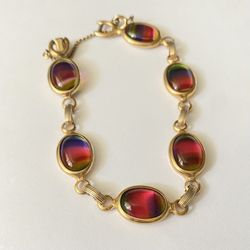 Vintage 1964 Sarah Coventry ‘Harmony’ Bracelet Rainbow Glass 