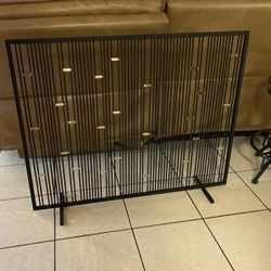 Black Metal With Silver-Fireplace Screen 