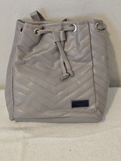 NWT Bella Russo Faux Leather Quilted Nackpack Bag Purse Tan / Gray